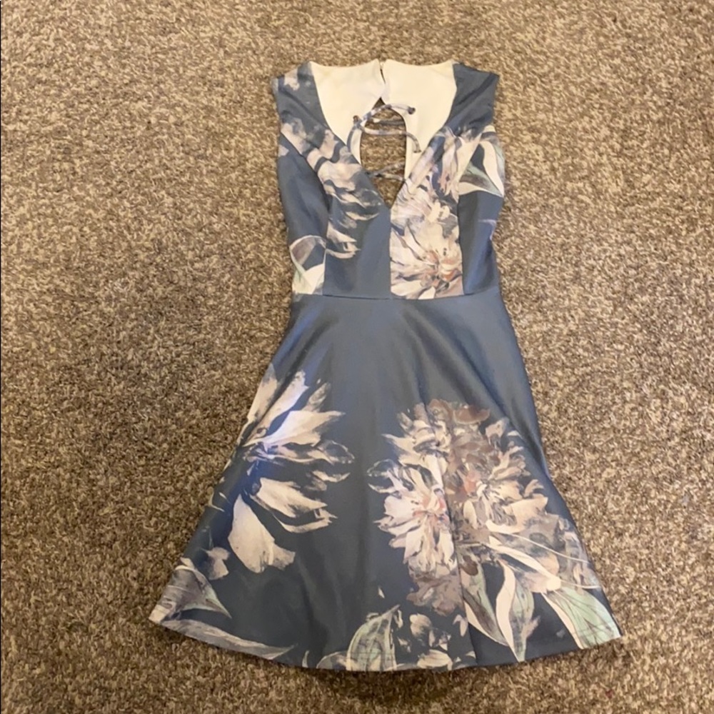 Blue floral hoco dress